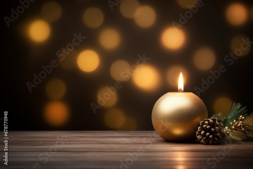 One candle's glow illuminating the dark room filled with Christmas cheer © aicandy