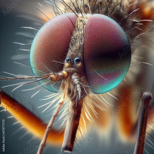 close up of a mosquito on a  ground macro insect background