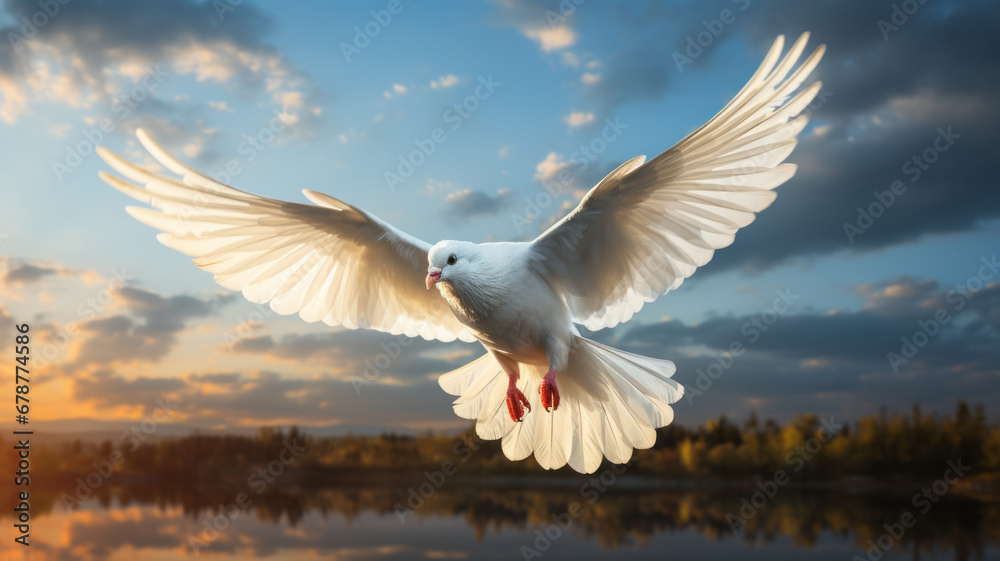 Heavenly white dove symbolizes love and peace Heavenly white dove symbolizes love and peace