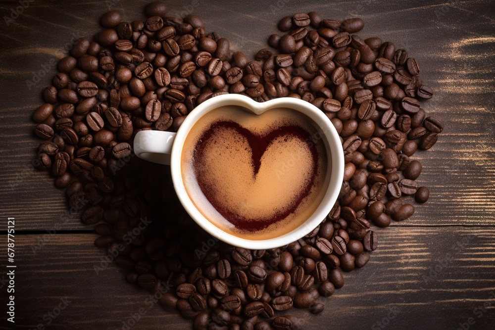 A coffee cup on wooden elegance A coffee cup on wooden elegance