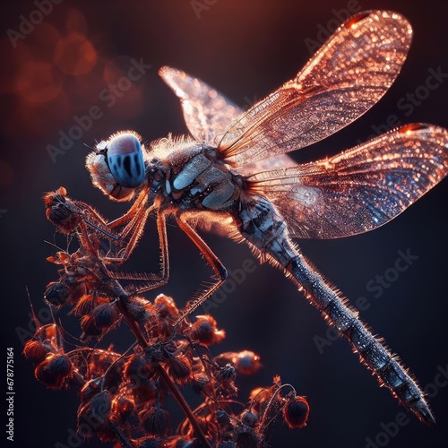 dragonfly on flower macro insect background © Садыг Сеид-заде