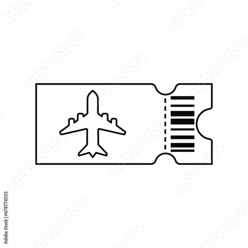 black thin line air flight ticket like tourism icon. lineart simple trend modern minimal logotype graphic stroke art design web element isolated on white. concept of boarding pass for business travel