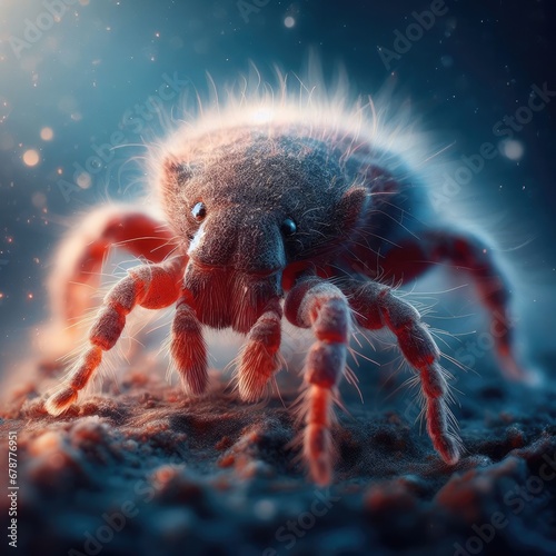 close up of a mite on ground macro insect background photo