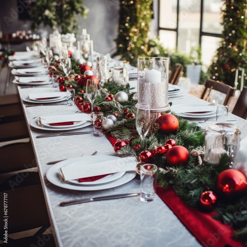 beautiful decorated christmas dinner table