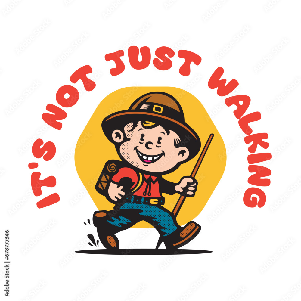 cartoon hiker, cute funny flat character, vector illustration. cartoon hiker, cute funny flat character, vector illustration.