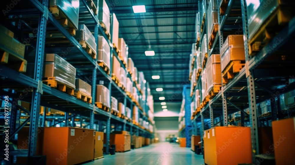 Photo of a warehouse with large shelves Photo of a warehouse with large shelves