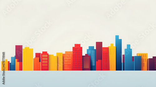 skyline with colorful buildings
