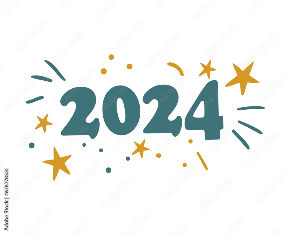 Fototapeta premium 2024 New Year Holiday Abstract Green And Yellow Graphic Design Vector Logo Symbol Illustration