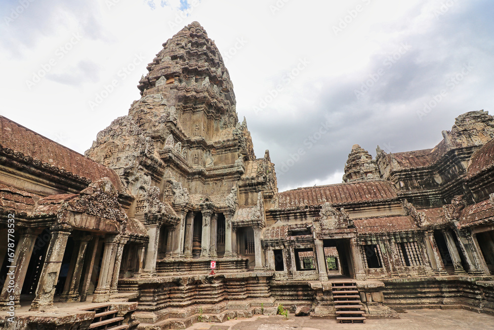 One of the 5 Main Towers or Gopura of the Angkor Wat Temple complex at Siem Reap, Cambodia, Asia
