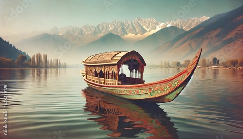 Kashmiri boats on the lake photo
