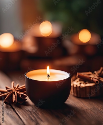 Cinnamon-scented candles with a warm glow