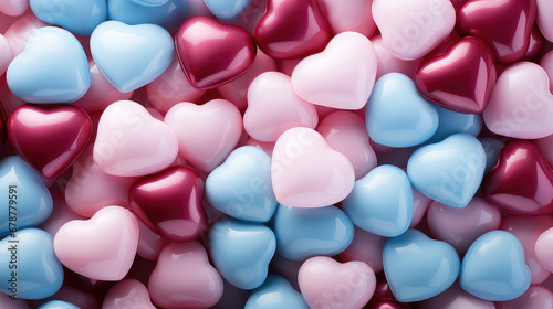 Heart balloon against a soft blue and pink background. Perfect for love-themed celebrations the gentle and dreamy atmosphere creates an ideal setting for conveying emotions and setting a romantic mood