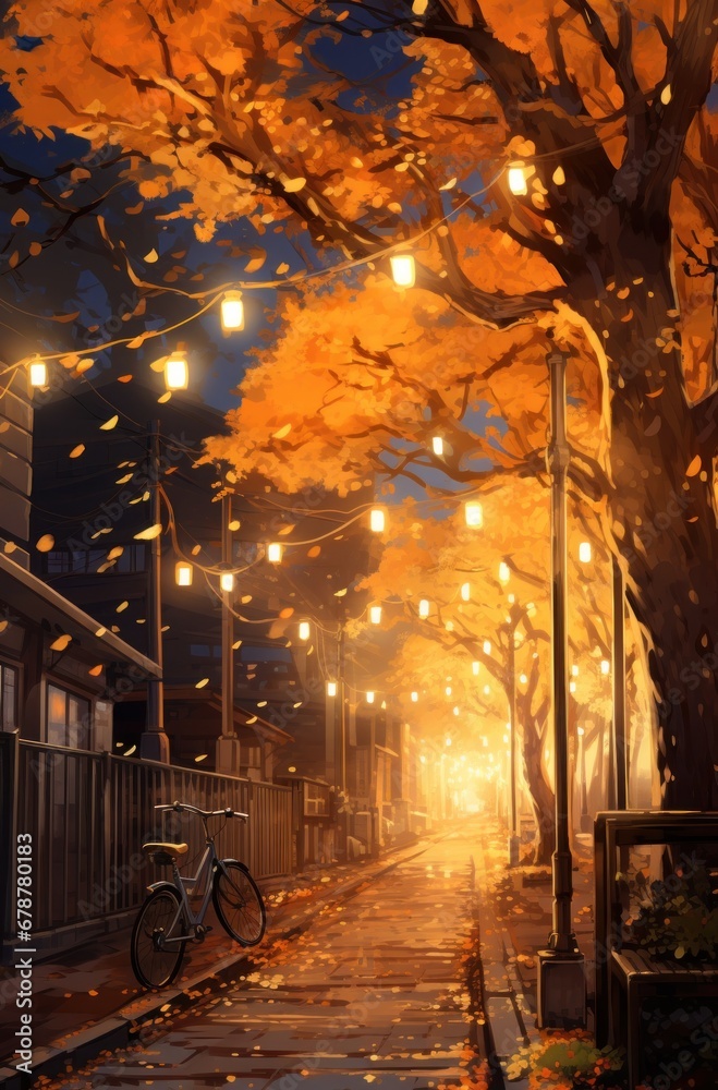 Obraz premium night light street