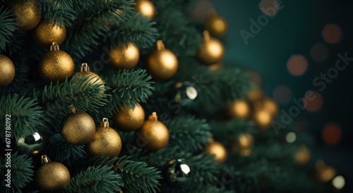 a close up of a gold christmas tree