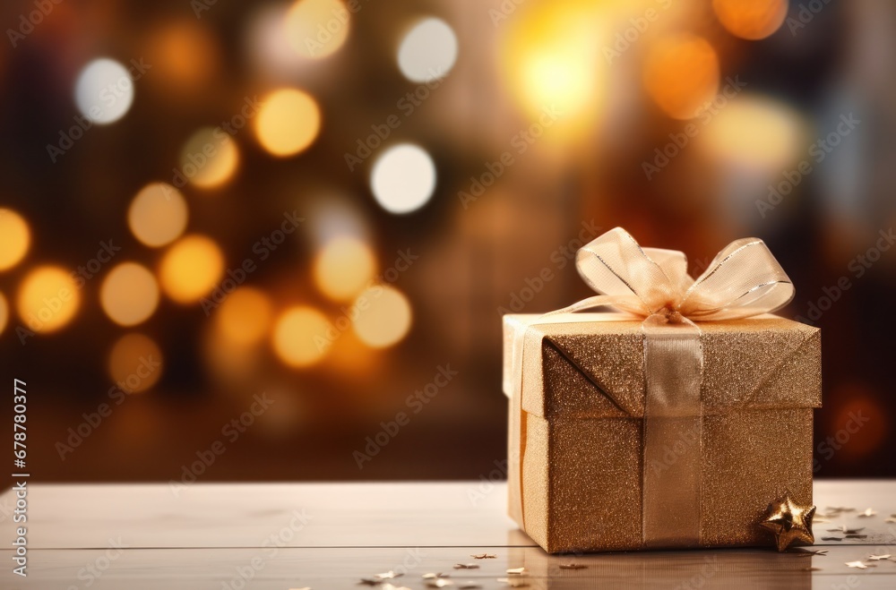 a present waiting on a table with christmas decorations a present waiting on a table with christmas decorations