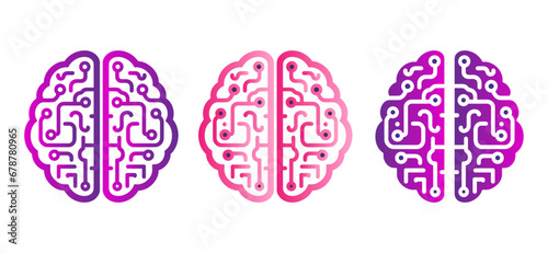 AI Brain Illustrations in different styles