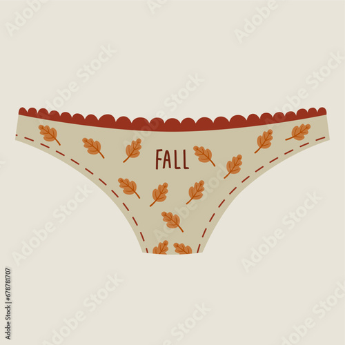 Flat Design Fall Illustration with Leaves Underpants