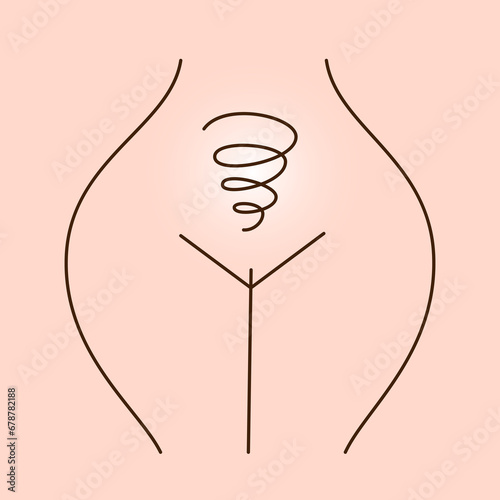 Female body and women's hygiene and health concept. Menopause, Gynecology and care for women's sexual health. Maternity and pregnancy sign. Illustration in cartoon style
