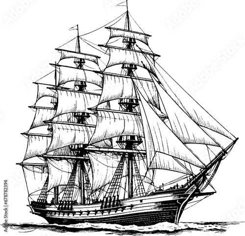 Cutty Sark Ship Vintage Sketch