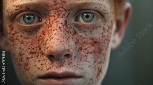atopic dermatitis, face, children, copy space © Christian