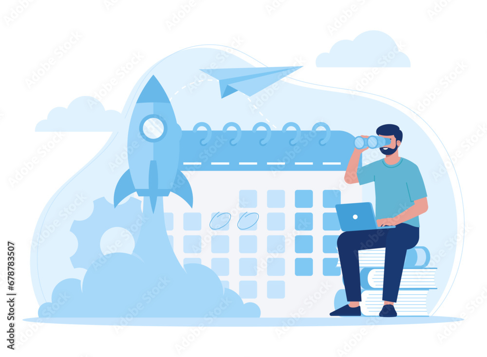 Ταπετσαρία planning the business launch date concept flat illustration