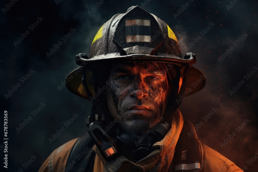 Protection men occupation safety helmet fireman emergency rescue uniform portrait firefighter