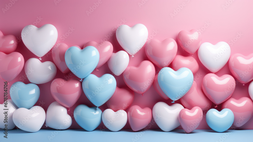Heart balloon against a soft blue and pink background. Perfect for love-themed celebrations the gentle and dreamy atmosphere creates an ideal setting for conveying emotions and setting a romantic mood