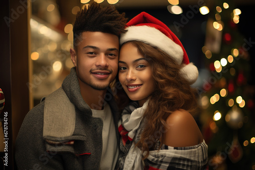 Diverse Couple on Christmas Date