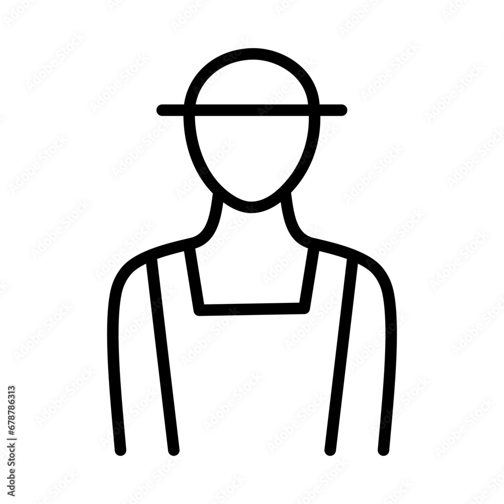 Obraz premium Farmer linear icon. Agricultural worker. Thin line illustration. Contour symbol. Vector isolated outline drawing. Editable stroke