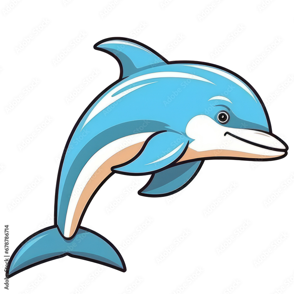 Fototapeta premium A simple vector of dolphin, transparent background