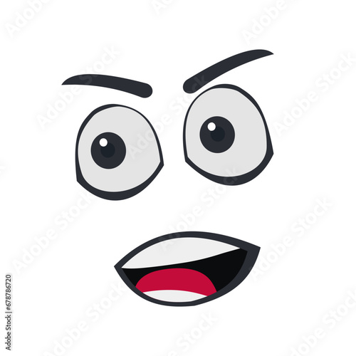 Screaming cartoon face. Aggressive emotion, vector illustration