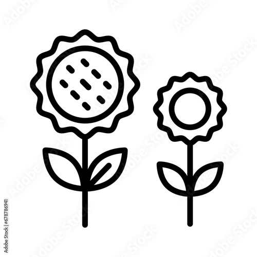 Sunflower line icon, outline style icon for web site or mobile app, thanksgiving and plant, flower vector icon, simple illustration, vector graphics