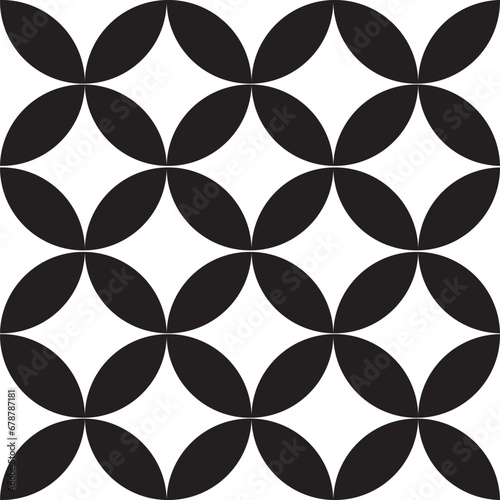 Seamless pattern with black and white geometric shape