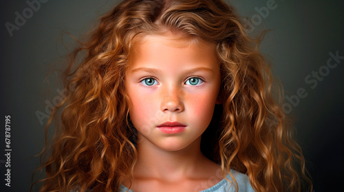 Portrait of a girl with light brown curly hair