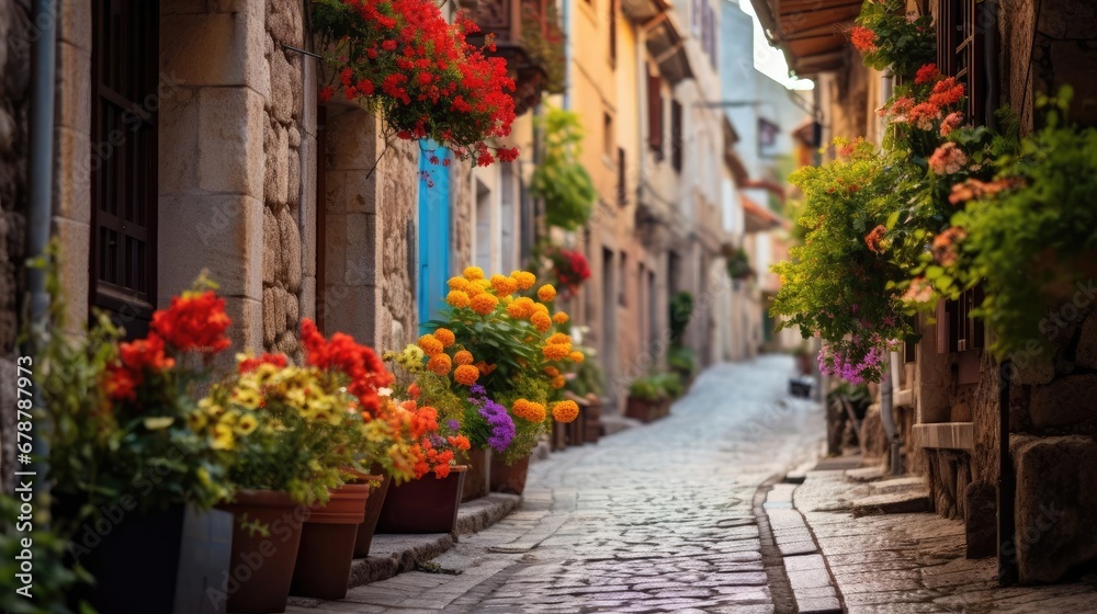 A narrow street in the old town