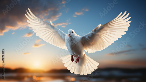 Heavenly white dove symbolizes love and peace generative ai photo