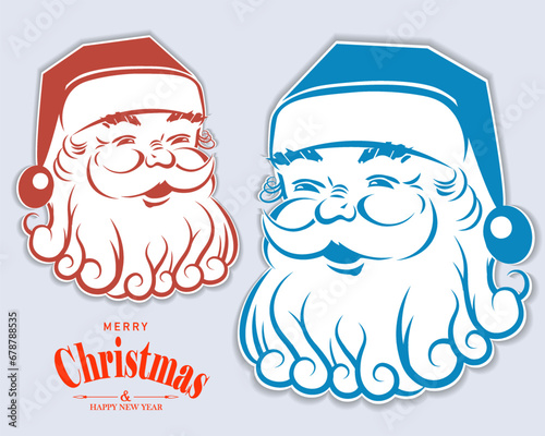 Isolated design element,silhouette of Santa Claus face.