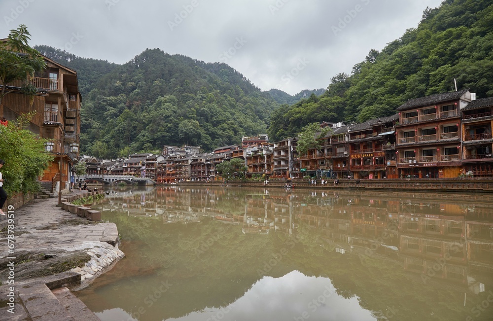 Fenghuang Ancient Town in Hunan Provice, China is known for its traditional stilt houses