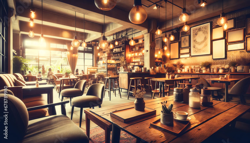 Warm and Welcoming Coffee Shop - Cozy Interior Background