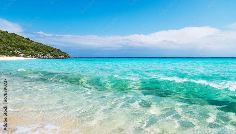 turquoise crystal clear sea or beach water with waves