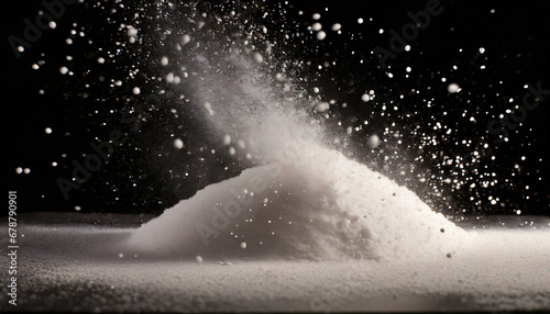 freeze motion of white powder falling
