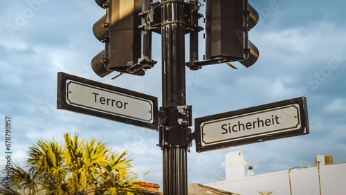 Signposts the direct way to security versus terror photo