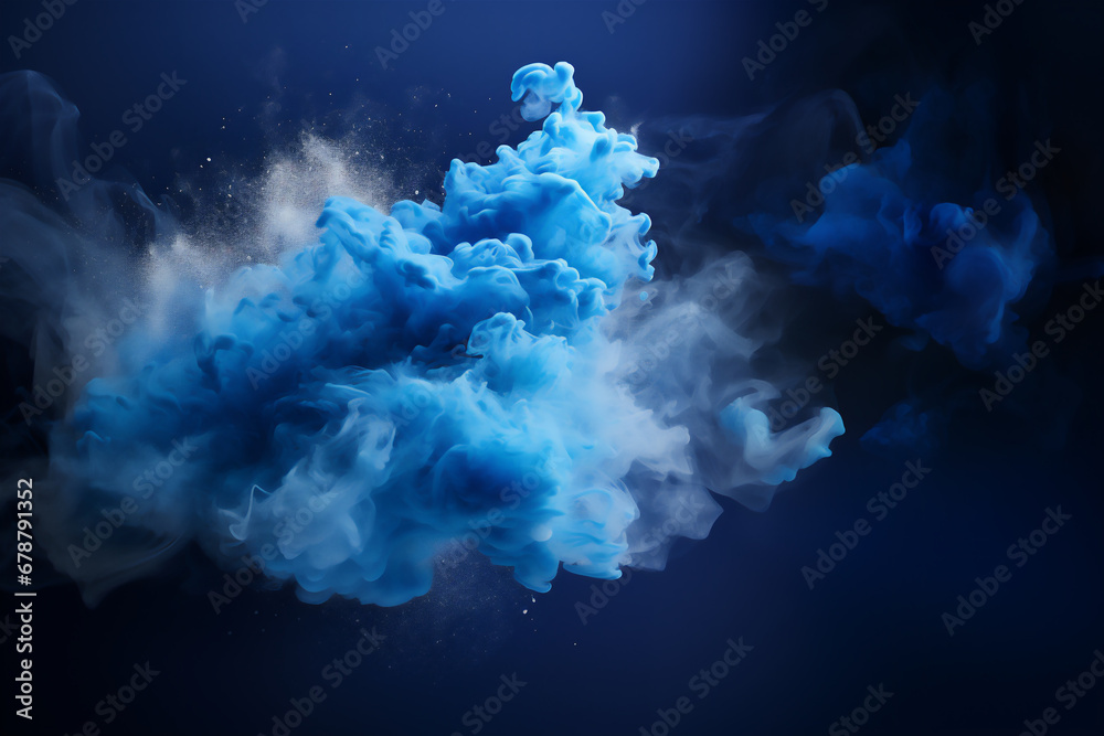 abstract background with blue smoke and splashes of powder. explosion ...