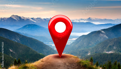 red pin point map address location pointer symbol photo