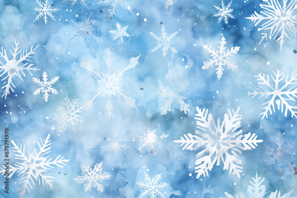 Ice blue snowflake winter background
