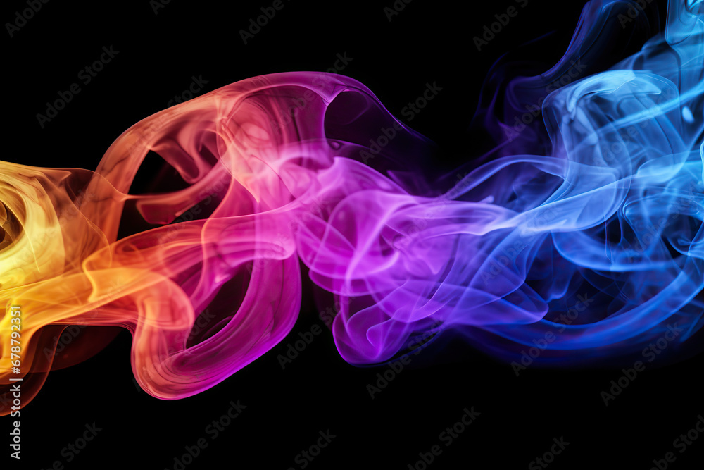 Vibrant Multicolored Smoke Swirls on a Black Background