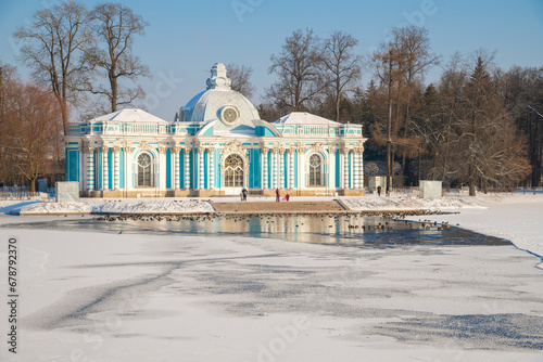 Pavilion "Grotto" in Catherine Park of Tsarskoe Selo on a sunny February day