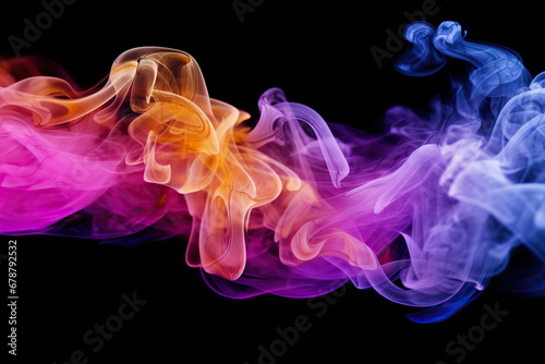 Vibrant Multicolored Smoke Swirls on a Black Background