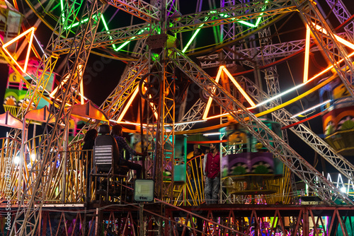 Ferris wheel in Amusement park at night karnataka india 