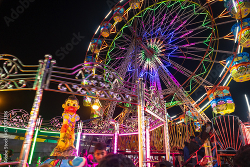 Ferris wheel in Amusement park at night karnataka india 